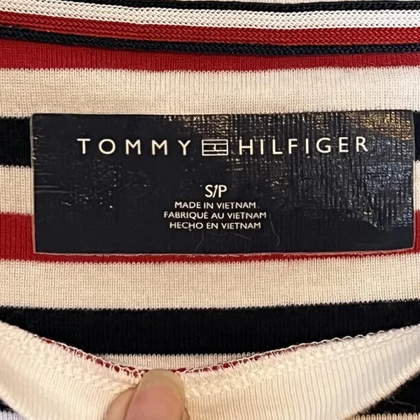 Tommy Hilfiger Dress Womens Small Multicolor Striped T Shirt Short Sleeve Pocket - Image 4