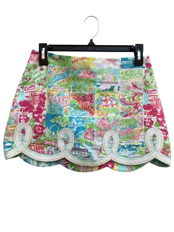 Lilly Pulitzer State of Mind print scalloped hem mini skirt - Image 3