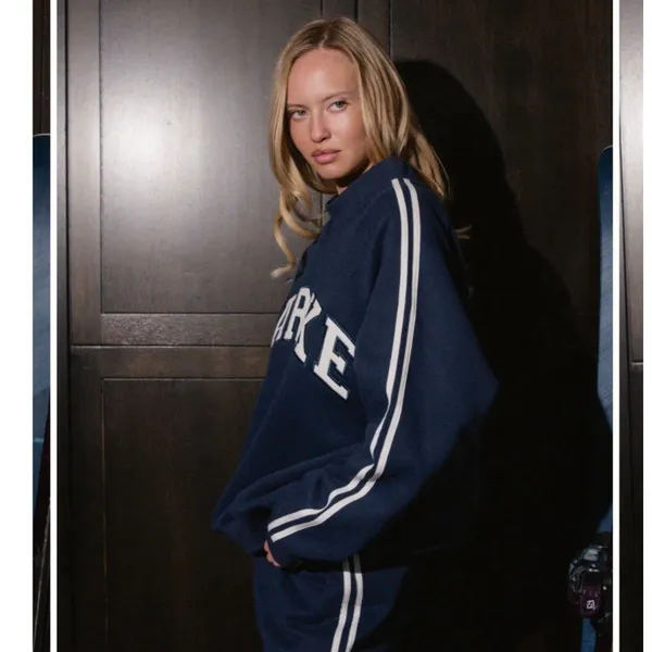 New PARKE Sport Stripe Mockneck Navy Blue SZ S/M - Image 2