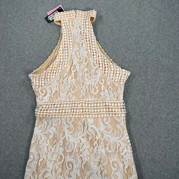 PrettyLittleThing Women's 6 White Lace High Neck Crochet Bodycon Dress New - Image 10