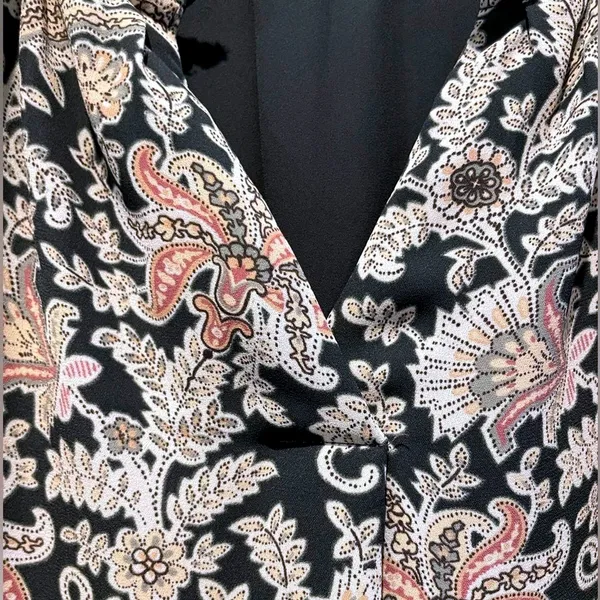 LOFT Dress Black Paisley Floral Romantic Boho Long Sleeve V-Neck‎ Women Medium - Image 4