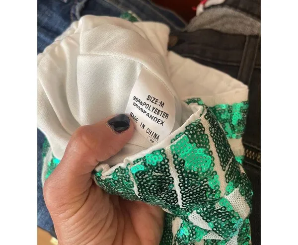 Sequin print elastic waist pole on bellbottoms pants size medium - Image 3