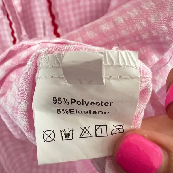 Pink Patchwork Cardigan Top‎ Womens XL Gingham Heart Pocket Cottagecore Milkmaid - Image 4