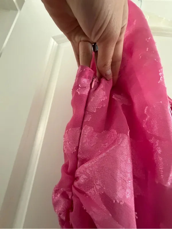 One-Shoulder Pink Maxi Dress with Shoulder Tie - Image 6