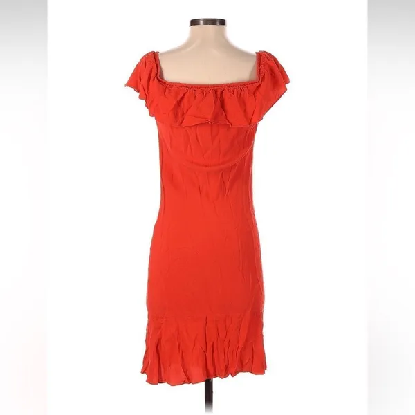 Veronica Beard Oleta Off‎ Shoulder Orange Midi Dress Size 4 Flamenco - Image 7