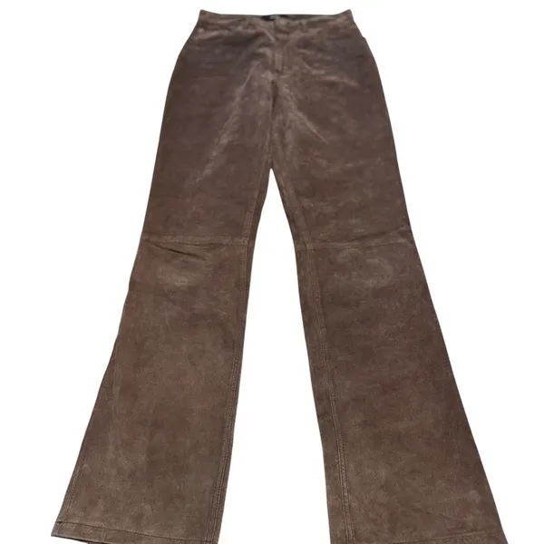 4You Brown Pig Suede Leather Flare Pants 28 Waist Boho Western Vintage NWOT EUC - Image 5