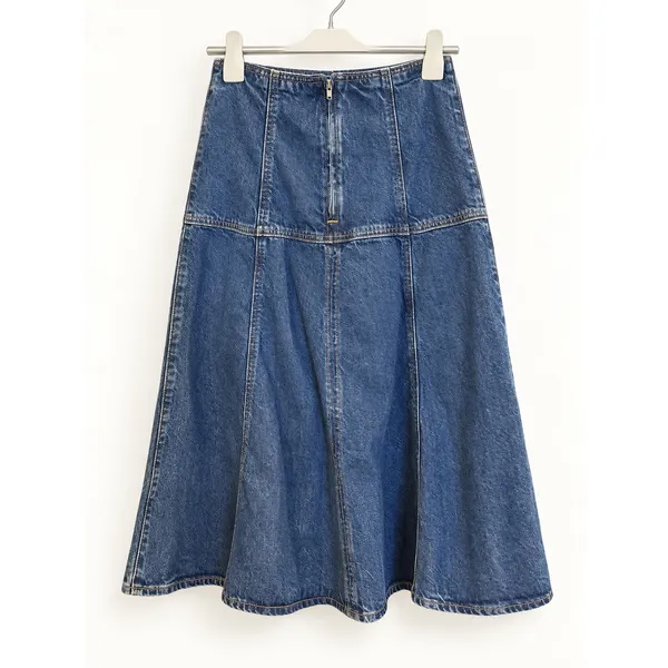 Madewell McKinney Wash Denim Midi Skirt Paneled Drop Waist A-Line NX936 Size 25 - Image 2