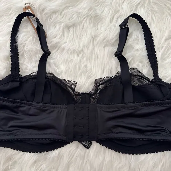 Skims Stretch Satin Lace Unlined Balconette Bra Onyx Size 42DD - Image 8