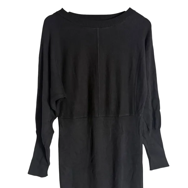 Ripe Sloane Black Knit Long Sleeve Crewneck Sweater Midi Dress Maternity Large - Image 7