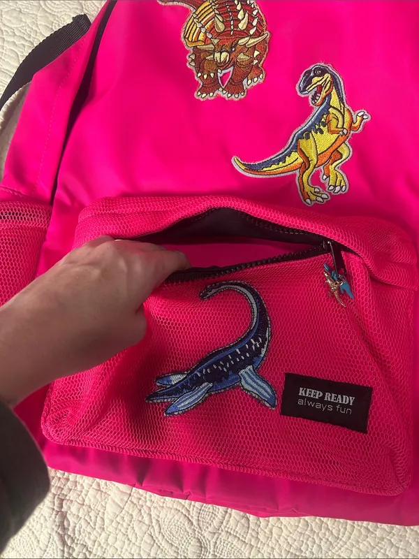 Hot Pink Dinosaur Patch Backpack - Zara - Image 2