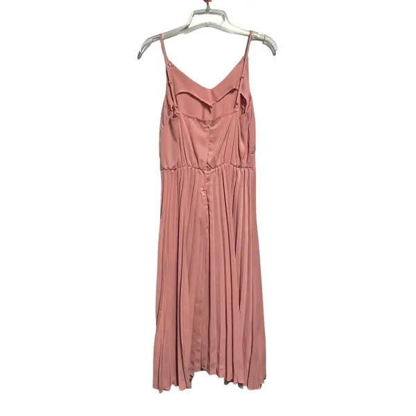 Women's Pink Pleated Sleeveless Midi Dress Size Medium - Image 8