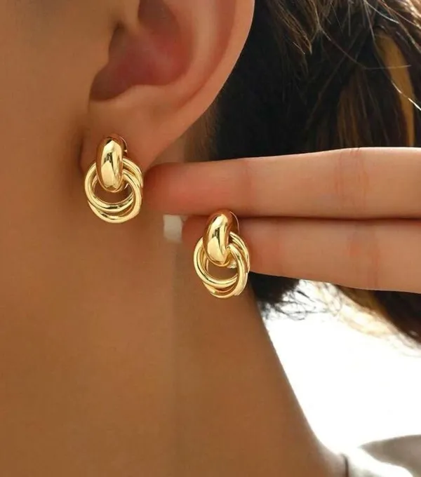Gold Knot Earrings - Image 2