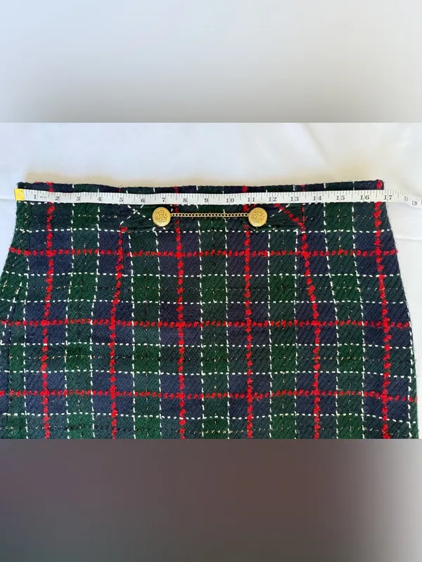 Zara Blue Green Red Tartan Plaid Knit Mini Skirt Size Large - Image 8