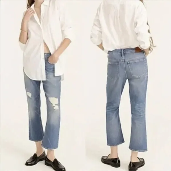 J. Crew Demi Boot Crop Distressed Jeans in Christy Wash Size‎ 27 - Image 2