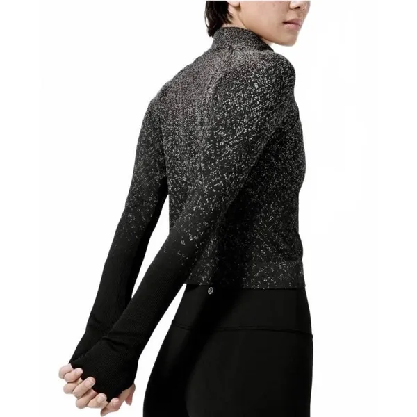 Lululemon‎ Rest Less Half Zip Pullover Herringbone Black White Women Size 8 - Image 12