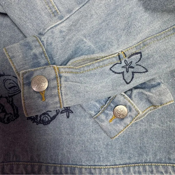 Disney Blue‎ Jean Jacket with Embroidered Designs - Image 10