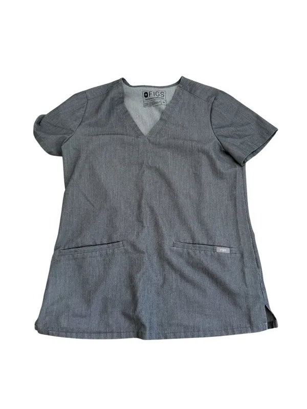 FIGS Gray V Neck Scrubs Top Size XS Womens - Image 3