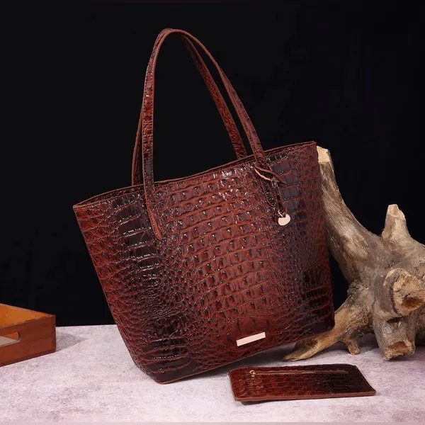 NEW Makcr Joacbv Crocodile Embossing Handbag Purse 17x12” - Image 4