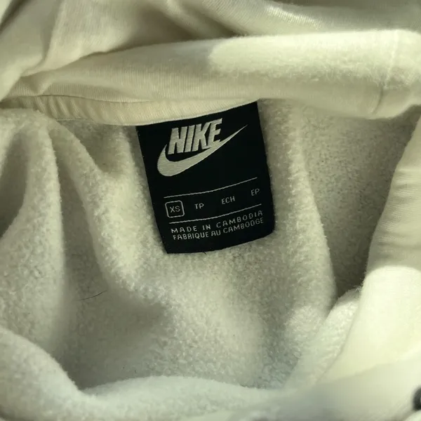 Nike Allover Logo Pullover Hoodie Women’s XS White Black Print Fleece Sweatshirt - Image 15
