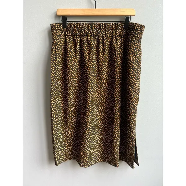 J. Crew Brown & Black Polka Dot Printed Midi Skirt Size Large - Image 5