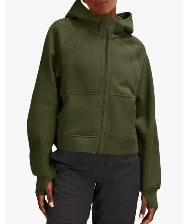 NEW Hoodie Fleece Lined Full Zipper Sweatshirt Crop Top Jacket S - Image 7