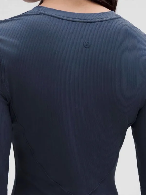 Lululemon All Aligned Ribbed Long-Sleeve Henley Dress Size 6 Gray- EUC - Image 5