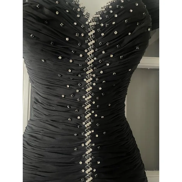 Jovani New York Black Off Shoulder Ruched Rhinestone Embellished Gown Size 14 - Image 6