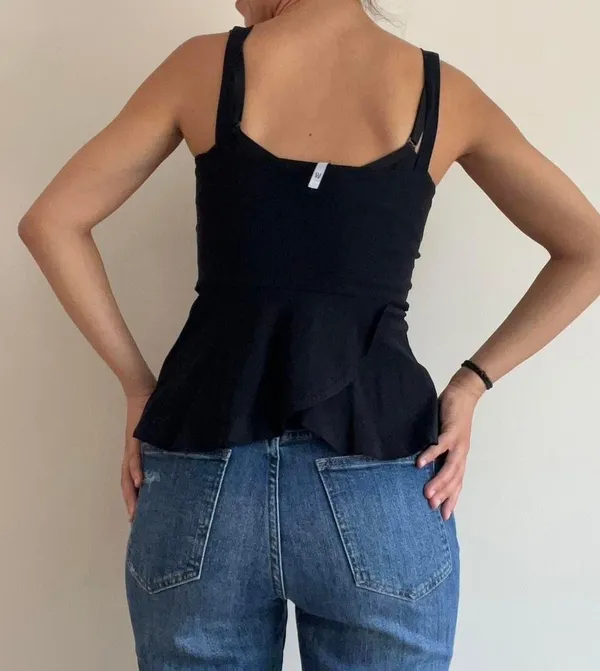 Black Peplum Tank Top Size L - Image 3