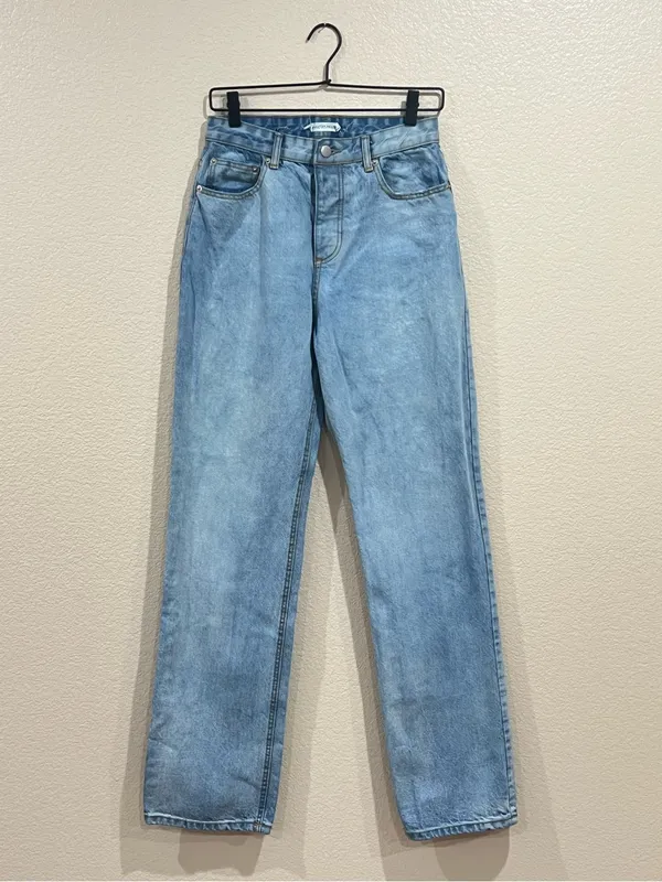 Avec Les Filles Light Wash High Waist Straight Leg Button Fly Jeans Size 27 - Image 6
