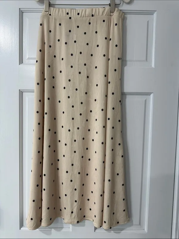SINSAY Maxi Polka Dot Champagne Skirt With Sleet Size L - Image 6