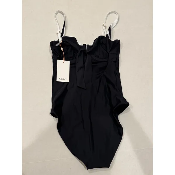 NEW‎ Quince Italian Underwire One-Piece Swimsuit Womens S Black White Underwire - Image 3