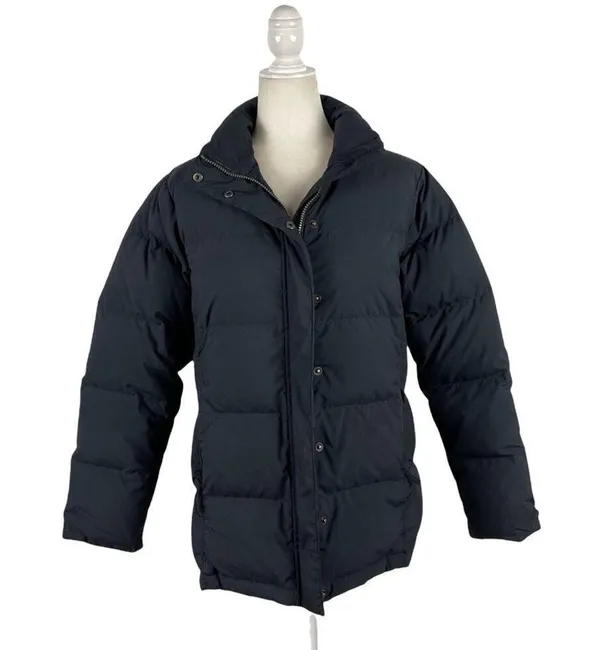 LL Bean Black and Pink Puffer Feather Down Puffer Full Zip Ski Winter Jacket M - Image 12