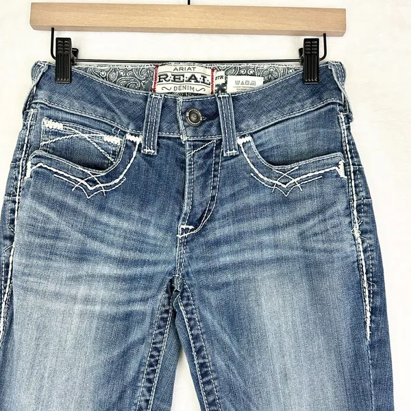 Ariat REAL Mid Rise Stretch Entwined Boot Cut Jeans Size 27 Western Rodeo - Image 3