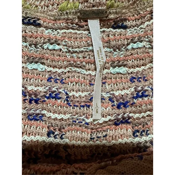 Free People Womens Multicolor‎ Chevron Stripe Pattern Crochet Knit Tank Top Sz L - Image 7
