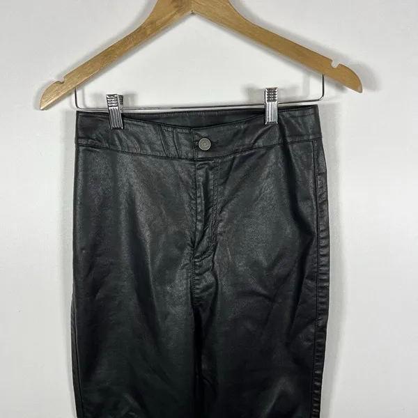 Free People Sasha‎ Kick Flare Faux Leather Pants Womens Size 4 Black Bikercore - Image 6