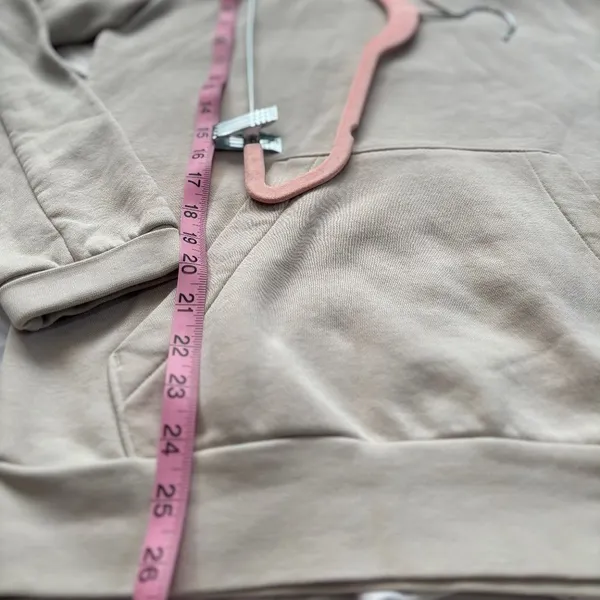 Adidas Beige Oversized Pullover Hoodie Size S - Image 5