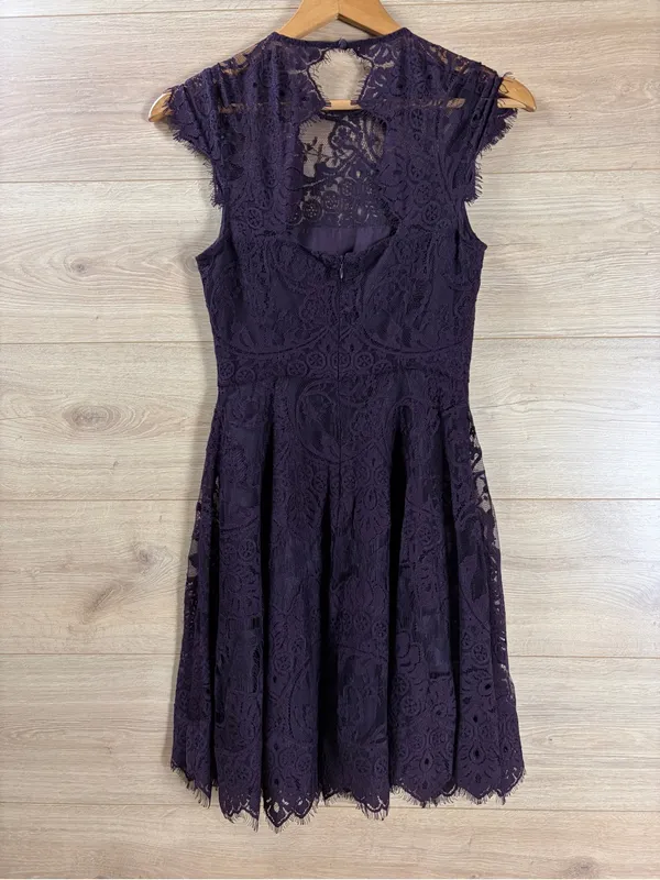 BB Dakota Dark Plum Lace Fit and Flare Mini Dress Size 0 - Image 3