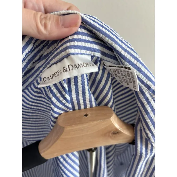 Women's Draper’s & Damon’s‎ Blue & White Striped Button Down - Nautical - Image 3