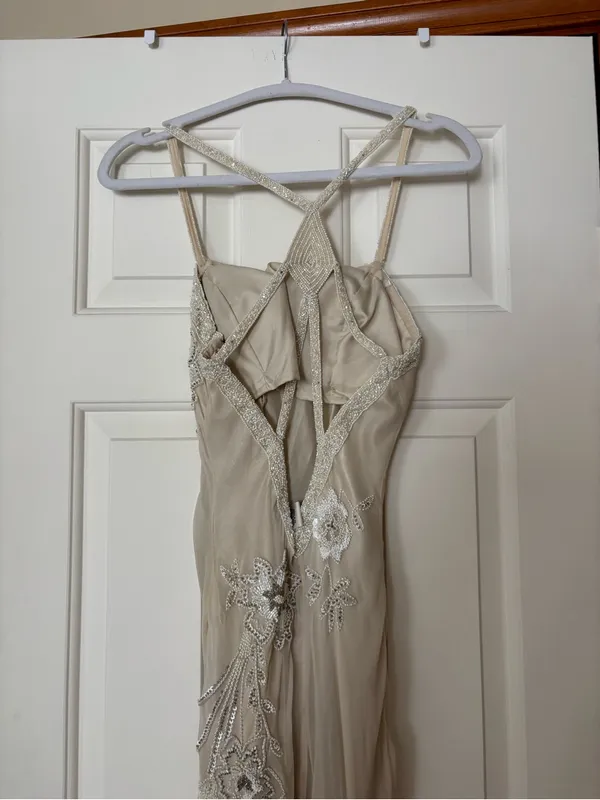 Scala Silk Beaded Cream Maxi Dress - Image 5