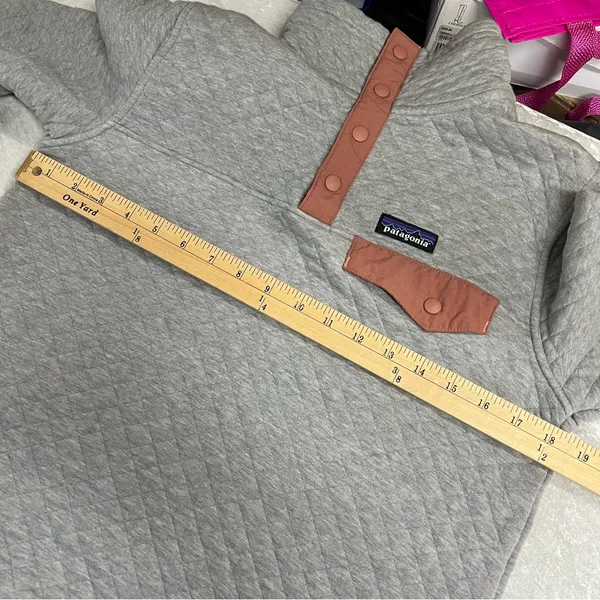Patagonia Quilted Gray sweatshirt organic cotton snap pullover Sweater - Image 5