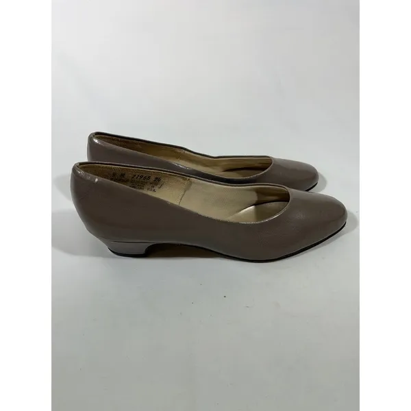 Hush Puppies Women's‎ Taupe Leather Slip On Block Heel Pumps Shoes 9M - Image 4