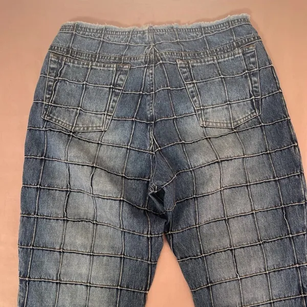 Ralph Lauren Blue Patchwork Grid-Textured Jeans - Image 7