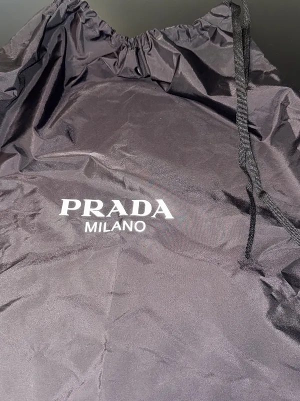 Prada Black Nylon Logo Drawstring Bag - Image 10