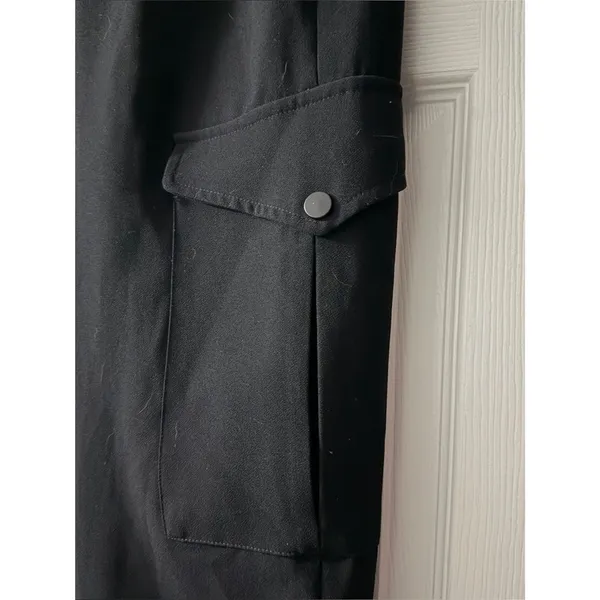 Zara Black Cargo Pants Belted Utility Jogger Snap Ankle Tapered Size M - Image 7