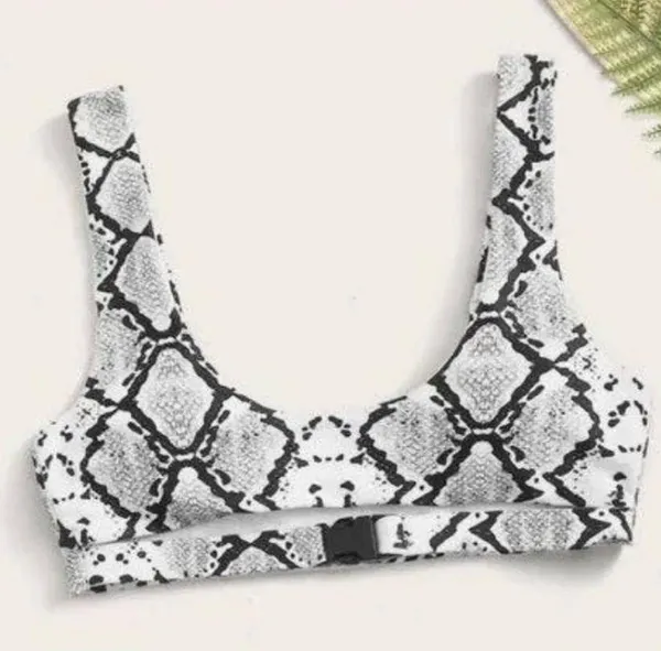 Snake Skin Swim Top Black - Image 2
