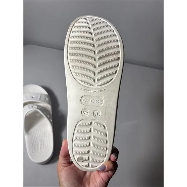 Crocs Slide Sandals White Iconic Comfort Women Size 11 Slip‎ On - Image 7