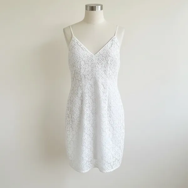 Abercrombie & Fitch A Line Lace-Trim Mini white Dress - Image 2