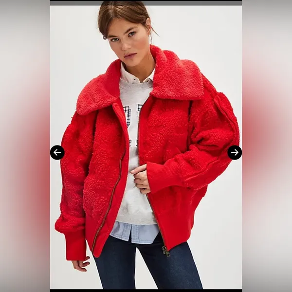 Free People Cozy Up Cardigan in High Risk Red Size Large - Image 2