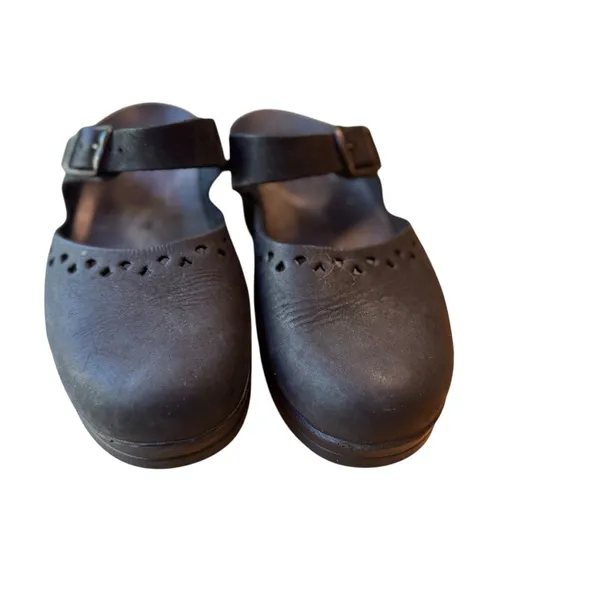 Mephisto Black Leather Mary Jane Comfort Clogs EU 39 US 8.5 9 Adjustable in EUC - Image 3
