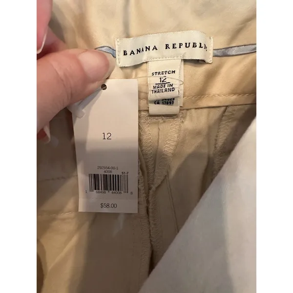 Banana Republic Women's Size 12 Wide Leg Cropped‎ Khaki Pants Stretch NWT - Image 4